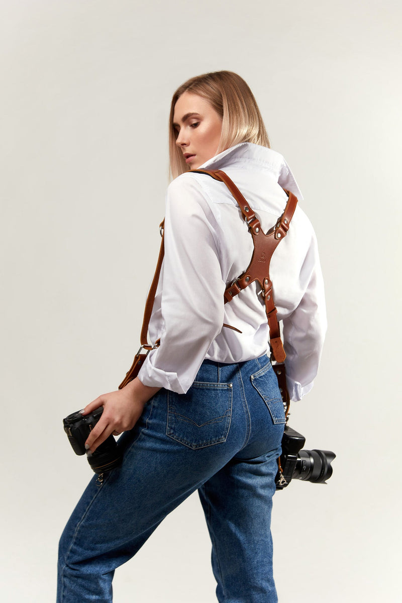 Skinny Version Tan Dual harness with Padded shoulder - Coiro Shop