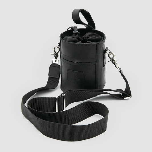 Camera Lens Pouch Bag with Cross Shoulder Strap Black