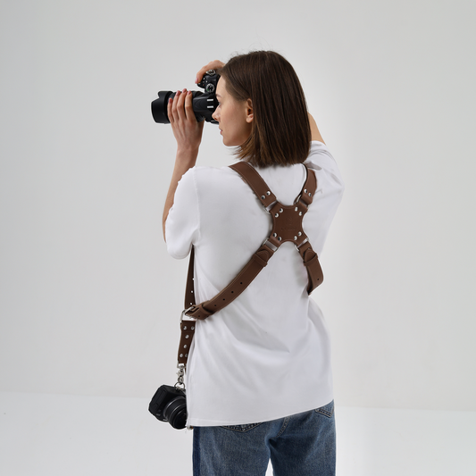 Brown Dual Camera Harness