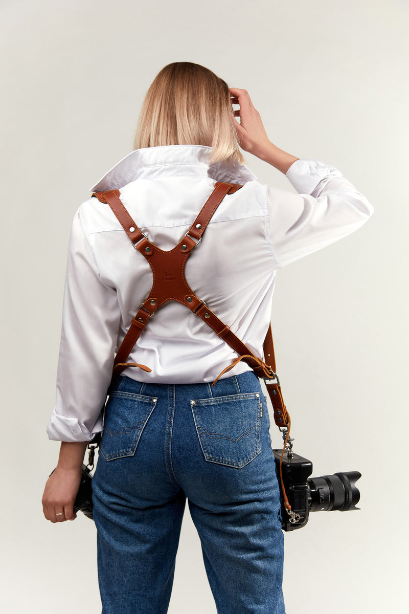 Ztowoto Camera Strap Double Shoulder Camera Strap Harness Quick Release  Adjustable Dual Camera Tether Strap with Safety Tether and Lens Cleaning  Cloth