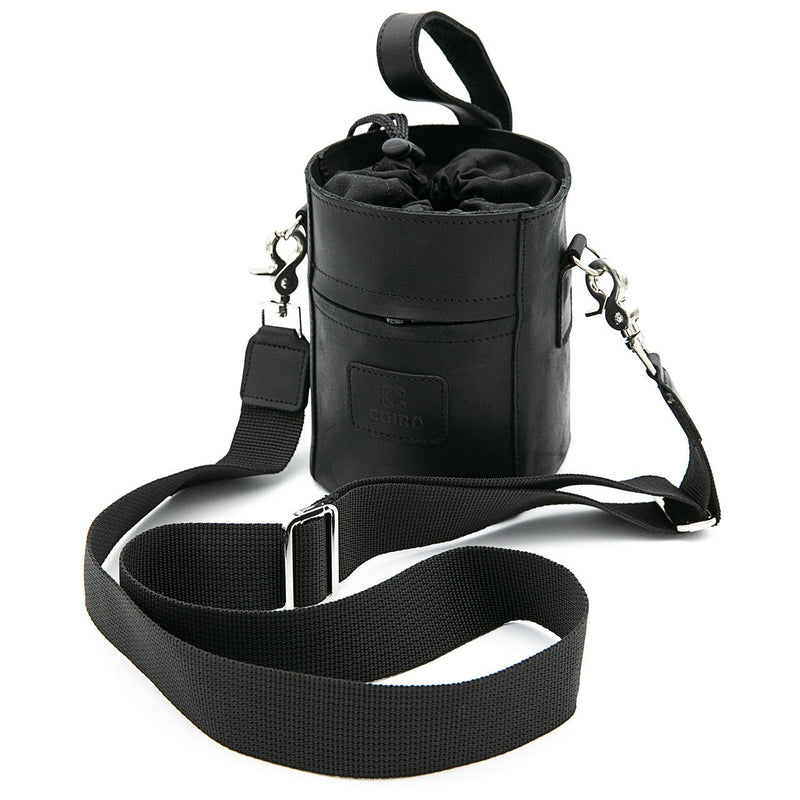 Camera Lens Pouch Bag with Cross Shoulder Strap Black - Coiro Shop