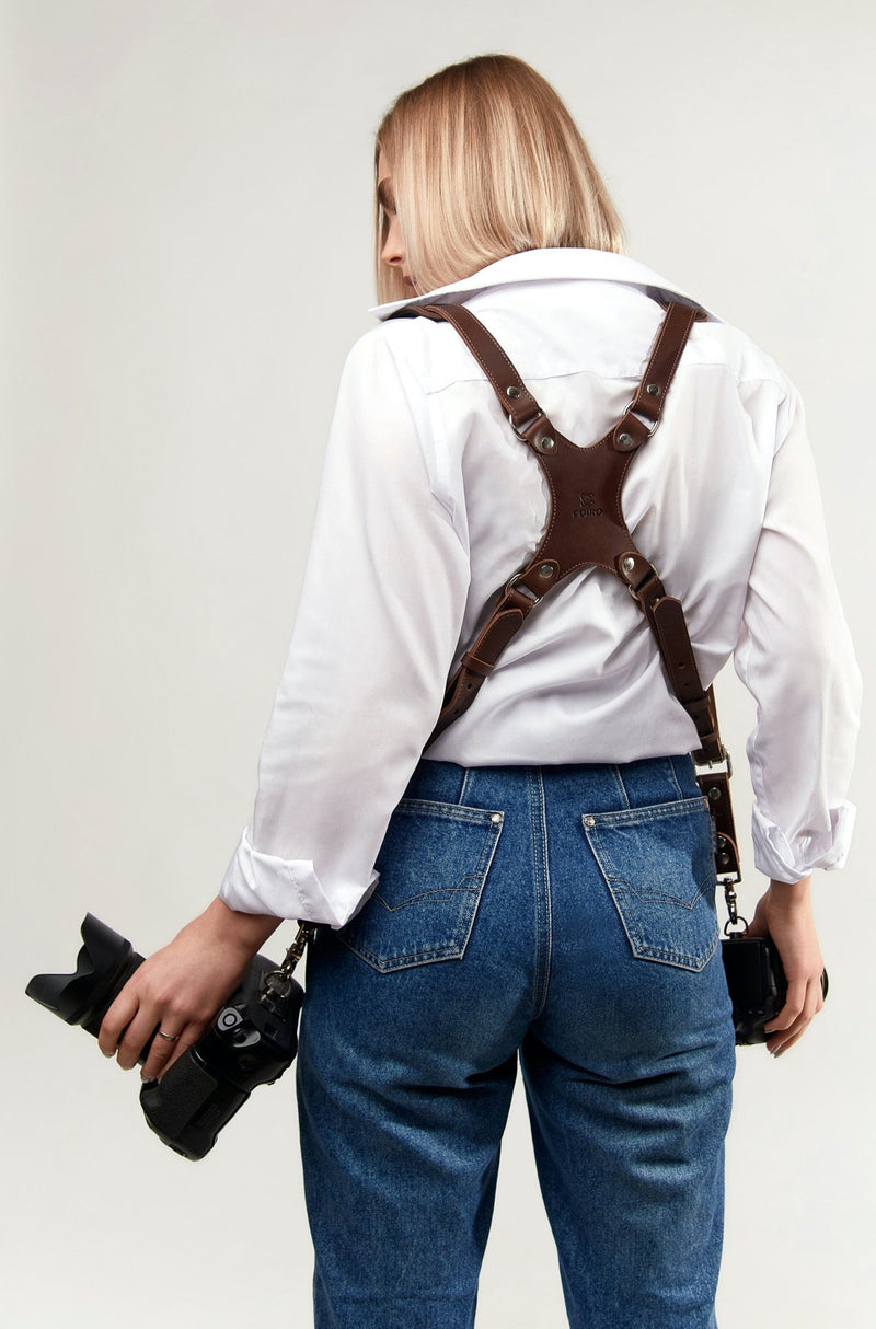 SKINNY VERSION Brown Dual harness with Padded Shoulder - Coiro Shop